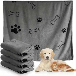 Super Soft Absorbent Microfibre Pet Drying Dog Cat Towel 60cm x 100cm - GREY - Picture 1 of 3