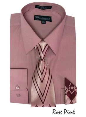 Conjunto de camisa de vestir para hombre con corbata y pañuelo a juego estilo SG21A Foto 1 de 2
