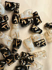 39 Black & White Czech Glass Beads 2-Sided Kitties 15mm Tall A29 DNG