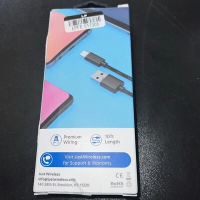 Just Wireless 10' TPU Type-C to USB-A Cable - Black - Image 1 of 3