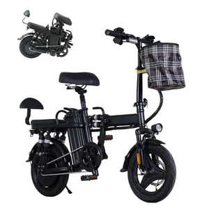 2 Seater Electric Bike 750W Peak 14" Commuter Foldable Ebike 20MPH 50Miles - Picture 1 of 18