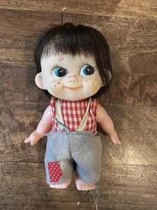 Vintage MASUDAYA 1960s Japan 6” Rubber Vinyl Brown Head Big Blue Eyes Doll - Picture 1 of 5