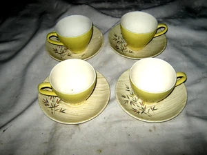 A Set of 4 Vintage Retro 60's N.Z. Crown Lynn Mandalay Tea Cup & Saucer Duos - Picture 1 of 5