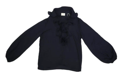 Blusa Elie Elie Tahari manga larga con volantes vida nocturna negra ropa de trabajo para mujer S Foto 1 de 4