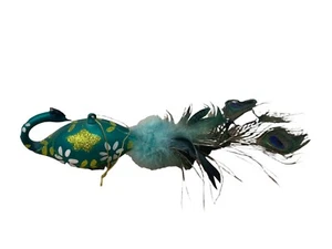 Hand blown glass hanging Peacock with Feather Tail Christmas Ornament NWT - Picture 1 of 3