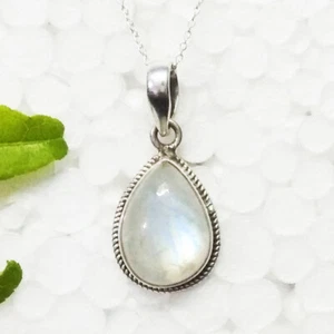 925 Sterling Silver Rainbow Moonstone Necklace Handmade Birthstone Jewelry - Picture 1 of 4