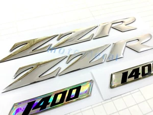 Chrome Raised 3D  For ZZR1400 ZZR Decal Emblem Fairing Tank Sticker Bling - Picture 1 of 5