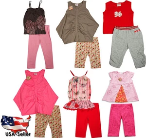 Conjuntos de pantalones capri sin mangas sin mangas Mish Mish para niñas tallas 2-6 cierre - Imagen 1 de 18