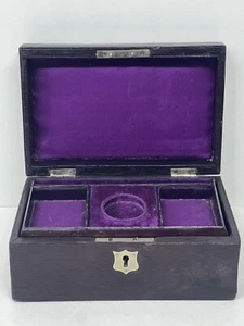 Adorable vintage burgundy oak grain leather jewellery box with tray - Picture 1 of 15
