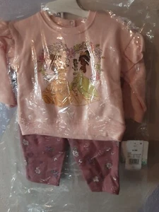 Baby Girls Disney Princess Top And Bottom 2pc Set Size 0-3mo Sweater & Pant Set - Picture 1 of 5