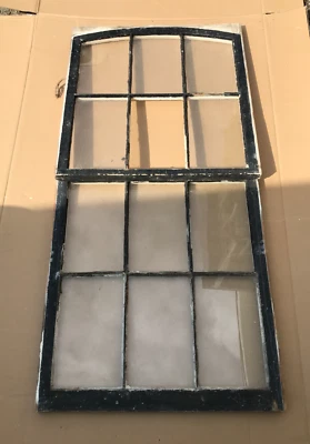 Par antigo de vidro semi arco 6 faixas de janela Lite 31x34 gasto vintage chique 648-25B - Imagem 1 de 4