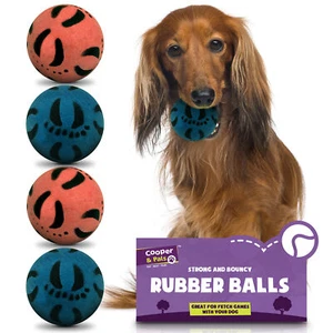 4pk Rubber Dog Balls | Bouncy Puppy Pet Solid Hard Play Ball Fun Fetch Chew Toys - Picture 1 of 9
