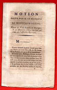 1789 REVOLUTION MOTION MARQUIS DE MONTCALM GOZON ROUERGUE