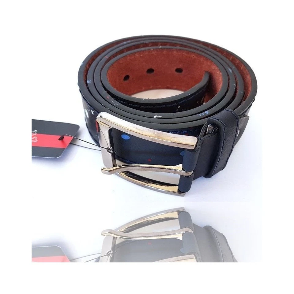 CINTA CINTURA UOMO PELLE BLU EFFETTO SCHIZZO ELEGANTE GLAMOUR FASHION - Immagine 1 di 1