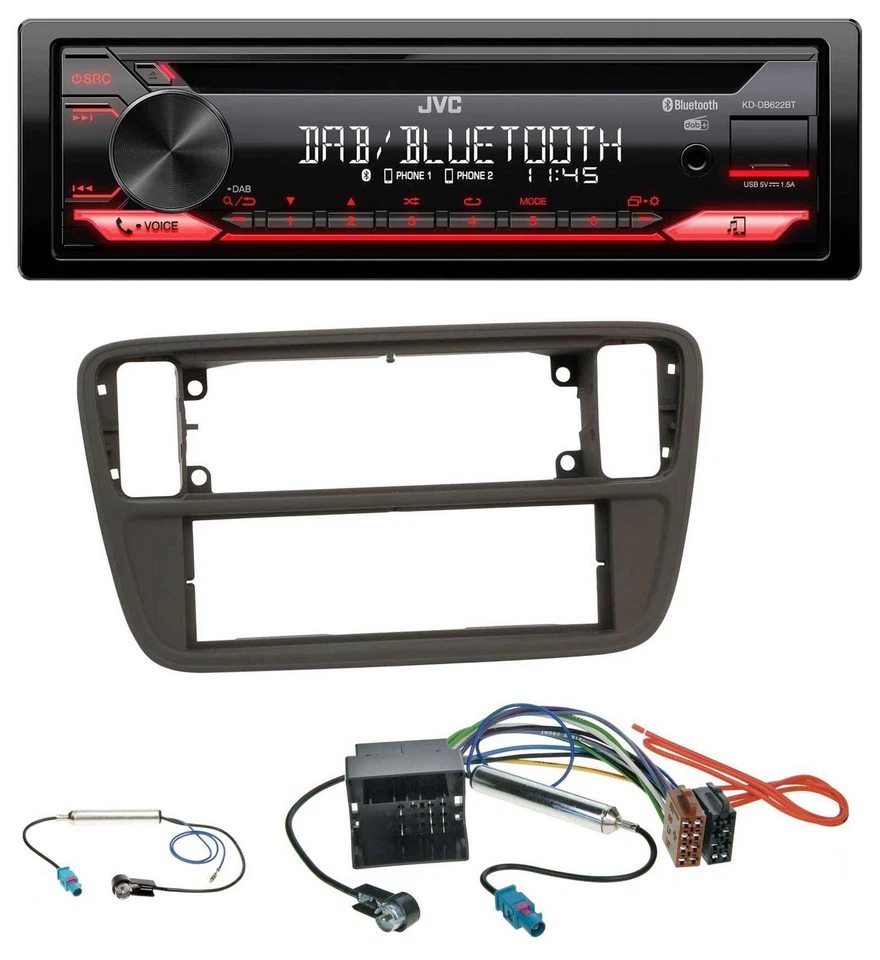 JVC CD DAB USB Bluetooth MP3 Autoradio für Seat Mii Skoda CitiGo 2011-2016 schwa - Bild 1 von 4