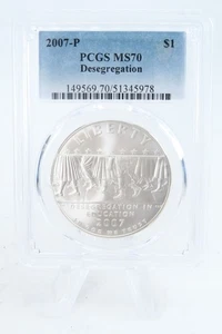 2007-P PCGS MS70 Desegregation Silver Modern Commemorative Dollar - Picture 1 of 2