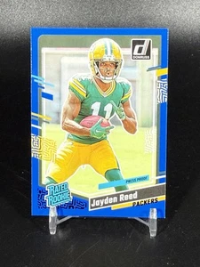 JAYDEN REED 2023 Panini Donruss Rated Rookie Blue Press Proof #334 PACKERS RC - Foto 1 di 2