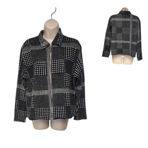 Jason Damen Pullover Jacke schwarz weich Hahnentritt Full Zip Langarm Größe M - Bild 1 von 6