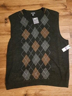 Van Heusen Sweater Vest Size 2XL Black/Brown/Gray Sleeveless New MSRP $50 - Image 1 of 3