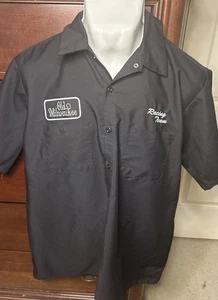 Old Milwaukee Racing Team Black Button Up Shirt Red Kap XL - Picture 1 of 12