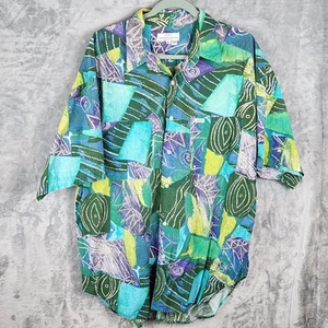 Vintage Guess Georges Marciano Mens XL Button Up Hawaiian Shirt Colorful Pockets - Picture 1 of 7