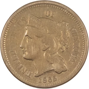 1865 THREE CENT NICKEL - HIGH GRADE CIRCULATED EXAMPLE! - Picture 1 of 2