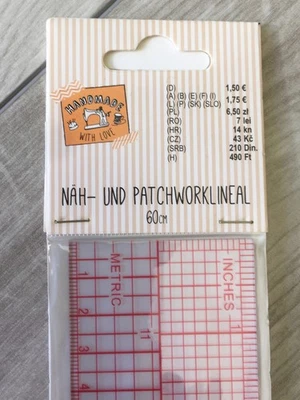 Näh- und Patchworklineal 60 cm Handmade with Love - Bild 1 von 2