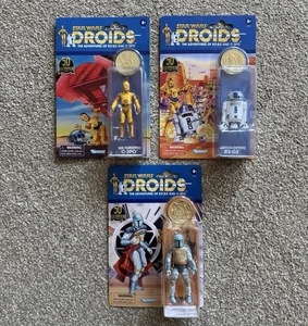 Star Wars Droids R2-D2 C-3PO, Boba Fett Figure 50th Anniversary Vintage SET X 3 - Picture 1 of 2