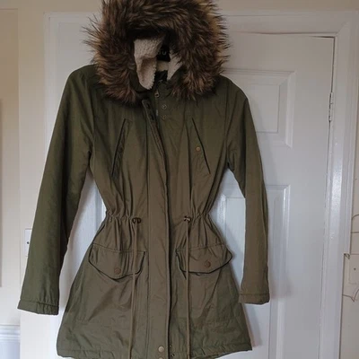 Kaki Green Parka Jacket Coat. Size 8. Hardly Worn - Image 1 of 4