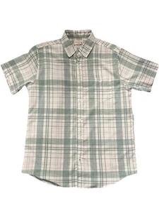 Wetterfest Vintage Herren Kurzarm Knopfleiste kariert hellgrün weiß, M - Bild 1 von 8