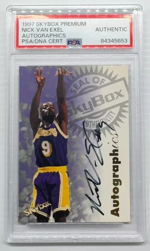 Autógrafo Skybox Premium Nick Van Exel 1997-98 automático PSA AUTÉNTICO Foto 1 de 2