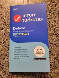 Intuit Turbotax Deluxe 2024 Federal + State Federal E-Filings DOWNLOAD KEY SHIP - Picture 1 of 3