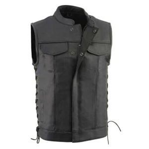 Milwaukee Leather 3712 Men's Black Side Lace Club Style Motorcycle Rider Vest - Picture 1 of 9