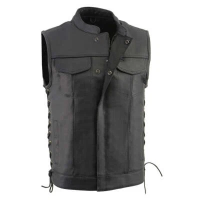 Milwaukee Leather 3712 Men's Black Side Lace Club Style Motorcycle Rider Vest - Image 1 of 4
