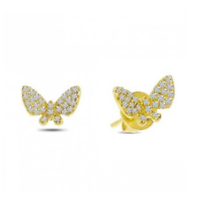 Moissanite Butterfly Stud Earrings in Solid 9k Gold Cartilage Stud Earrings