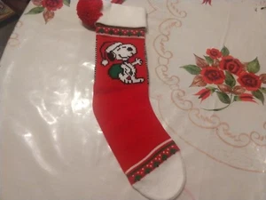 Vintage Peanuts Snoopy con Sombrero de Santa Hilo Calcetín Medias de Navidad Bolsa de Regalo de Vacaciones - Imagen 1 de 3
