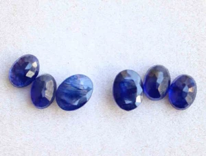 Treated 6*8 Mm Oval Blue Sapphire Cut Pair Loose Gemstone 8.40 Ct 6 Pieces - Picture 1 of 2