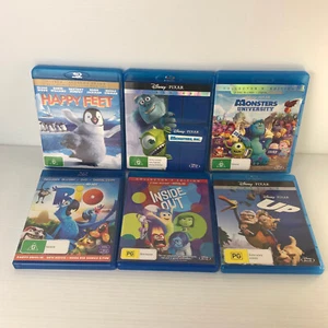 6 x Animation Bluray Bundle Happy Feet Monsters Inc Rio Up Inside Out - Foto 1 di 3