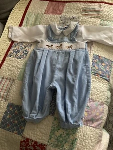 Carriage Boutiques Blue Corduroy Romper Size 6 Mos - Picture 1 of 6