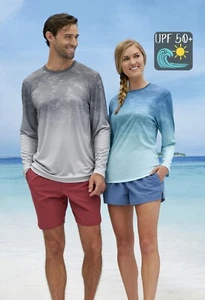 UPF 50+ Montauk Ocean Fade Long Sleeve Outdoor Sun shirt  Quick Dry Lightweight - Bild 1 von 7