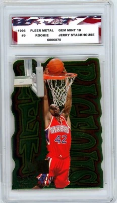 1996 Fleer Metal #9 Jerry Stackhouse Rookie Net-Rageous AGC 10 Gem Mint Rare - Image 1 of 2