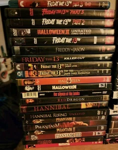 39) HORROR MOVIIE CLASSICS DVDs LOT - FRIDAY 13TH PHANTASM EXORCIST HANNIBAL LOT - Picture 1 of 2