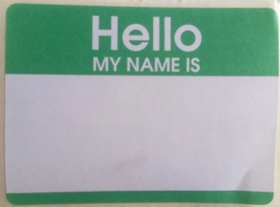 Name Stickers / Name Labels - Hello My Name Is - 100 labels. Green & White