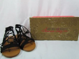 NIB American Rag Black Flat Gladiator Tie Up Sandals Amarlie 080M Org $44.50 - Picture 1 of 5