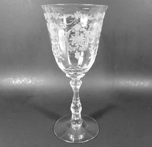 Fostoria Navarre Clear Water Goblet Wine 7-5/8” Stem #6016 Elegant Etched Glass - Picture 1 of 9
