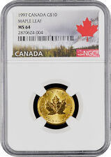 1997 Canada Gold Coin Maple Leaf MS64, Canada 1/4 Oz Gold Coin, NGC Coin