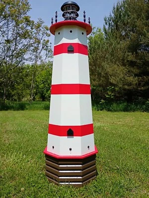 Lighthouse well pump cover solar decorative outdoor - 4 ft tall - Stripes - Image 1 of 4