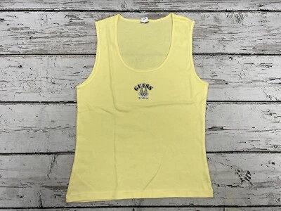 Camiseta sin mangas Guess Jeans EE. UU. Bootleg para mujer amarilla deletreada playa de colección - M Foto 1 de 4