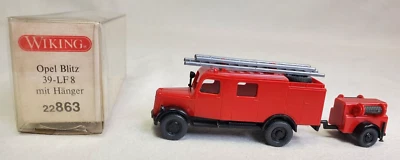 Лестница пожарная машина и прицеп Wiking HO 1:87 Opel Blitz 39-LF8 как новая с коробкой - Изображение 1 из 4