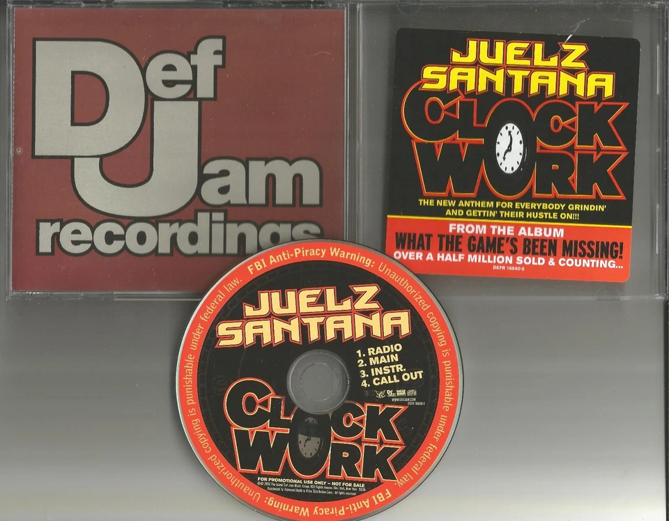 JUELZ SANTANA Clockwork w/ RADIO TRK & INSTRUMENTAL PROMO DJ CD single 2006 USA - Image 1 of 1